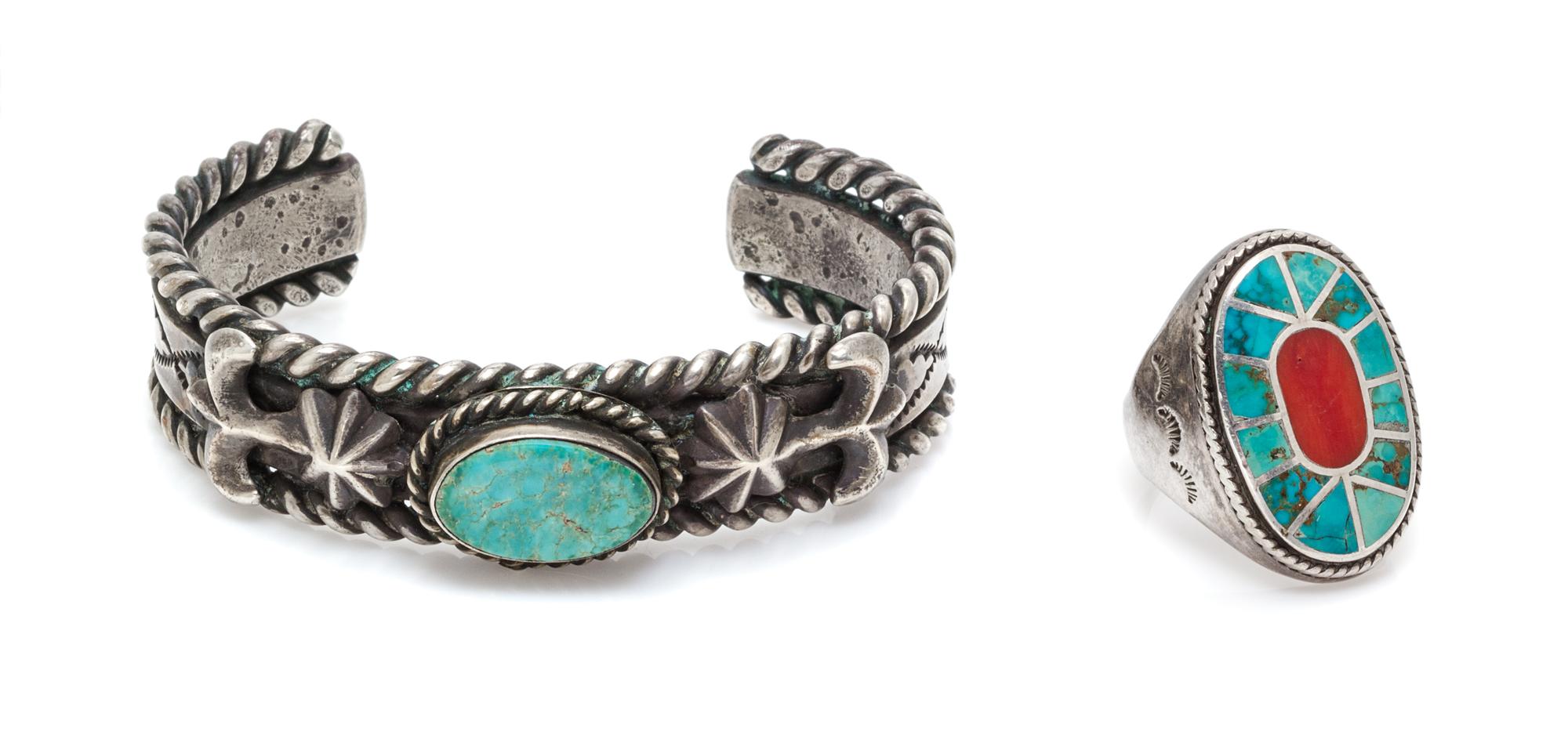 A Collection of Silver and Multigem Jewelry, Native American, 71.60 dwts.
