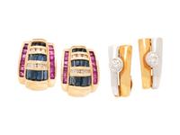 COLLECTION DIAMOND AND GEMSTONE EARCLIPS