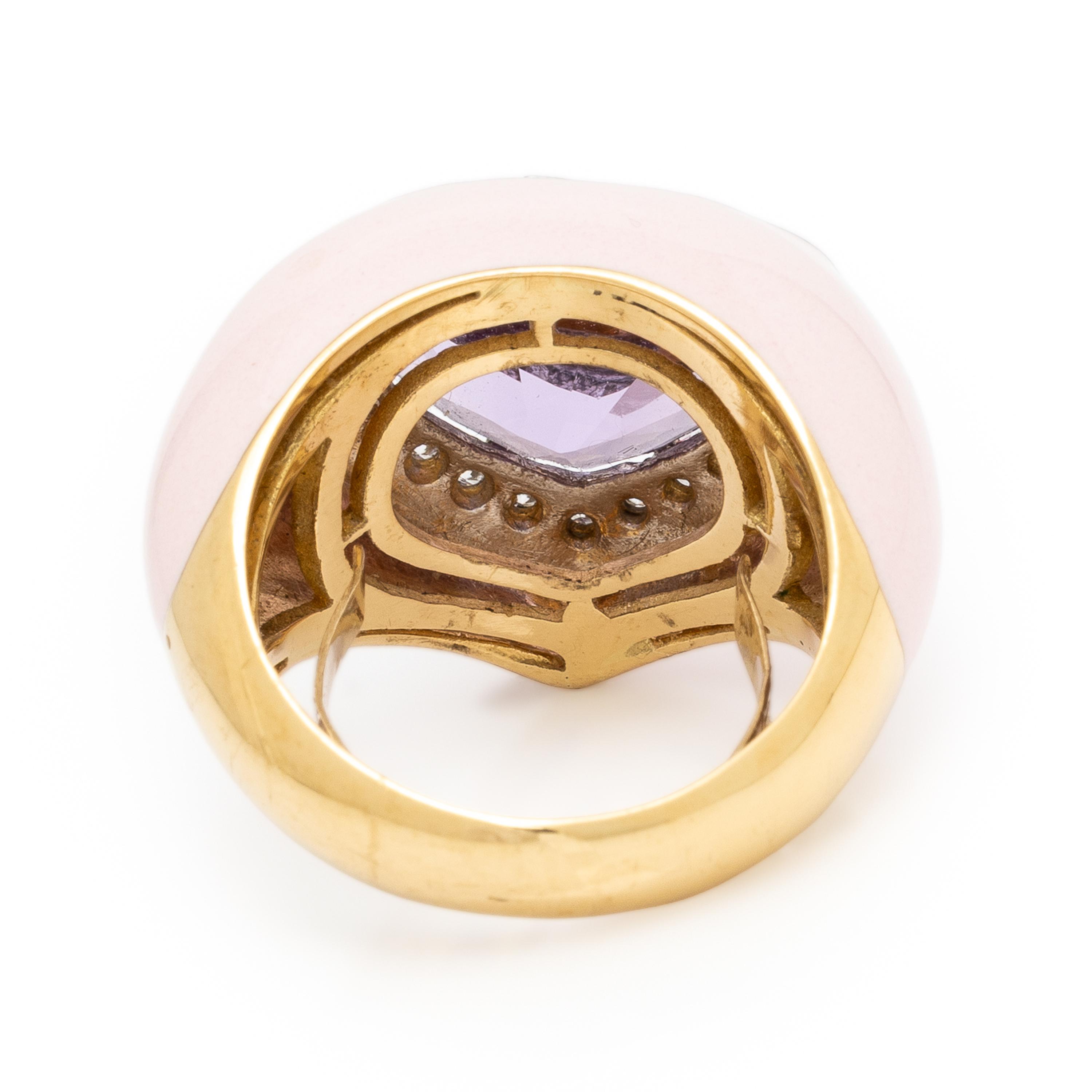 Amethyst, Diamond, and Enamel Ring