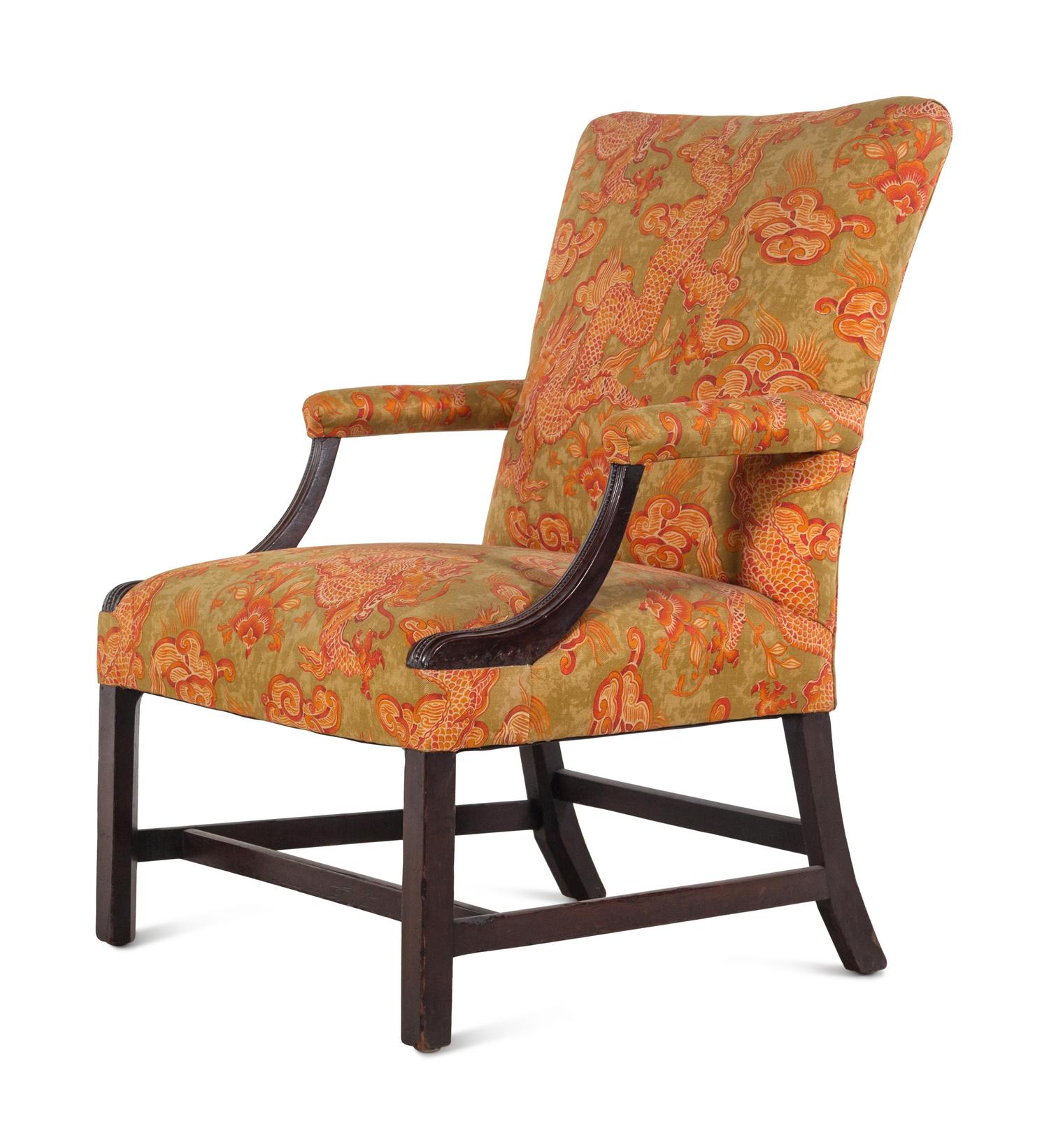 An English Mahogany Library Armchair
