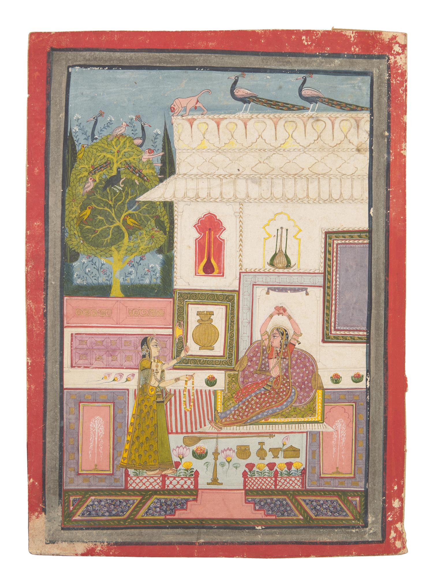 A Painting of Varari Ragini, Pages from a Dispersed Ragamala Series (Garland of Musical Modes), Madhya Pradesh (Malwa or Bundelkhand Region), India, Circa 1725-1750