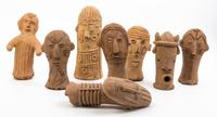 A Group of Akan Style Heads Height of tallest 11 1/2 inches.