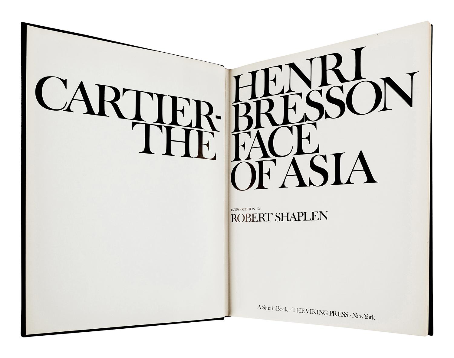 CARTIER-BRESSON, Henri (1908-2004). The Face of Asia. New York: The Viking Press, 1972.