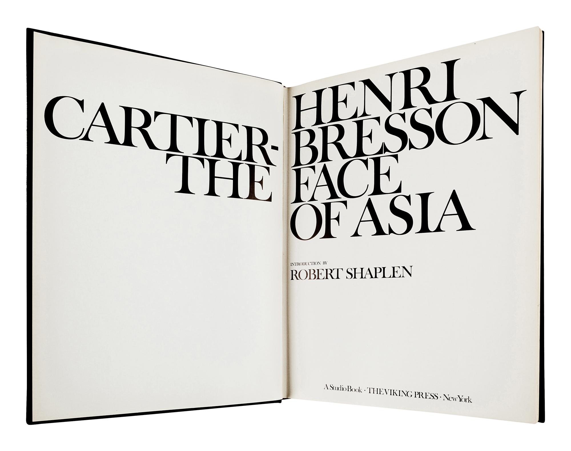 CARTIER-BRESSON, Henri (1908-2004). The Face of Asia. New York: The Viking Press, 1972.