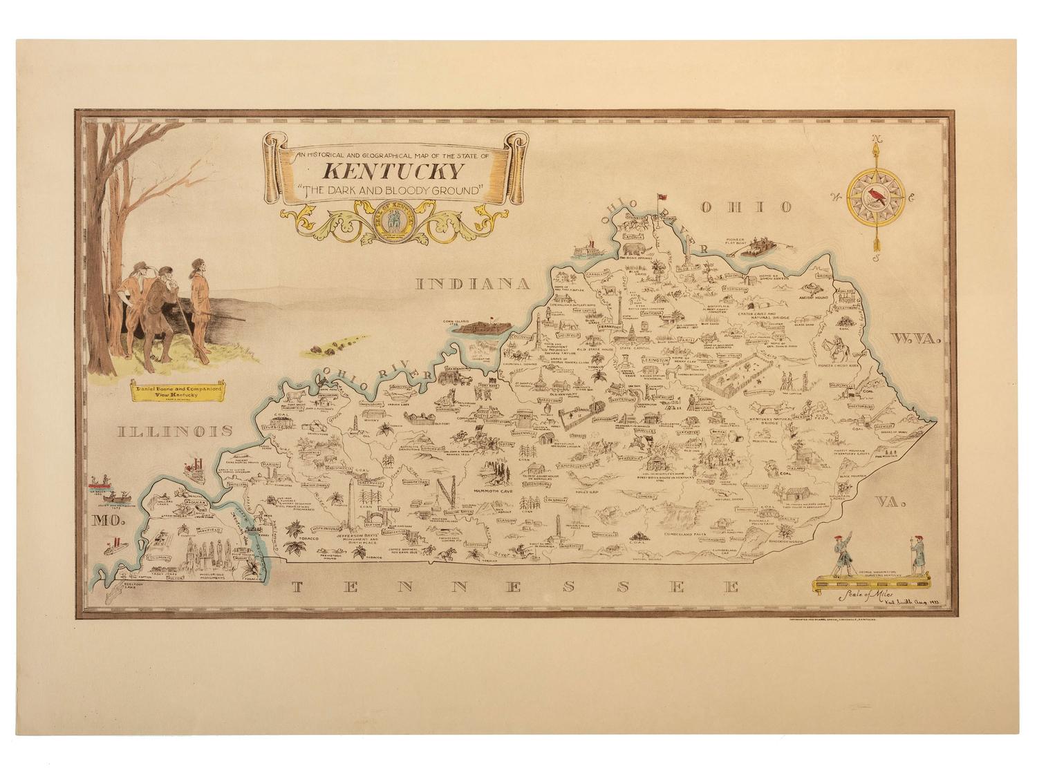 [KENTUCKY - MAPS]. SMITH, Karl. An Historical and Geographical Map of the State of Kentucky "The Dark and Bloody Ground."