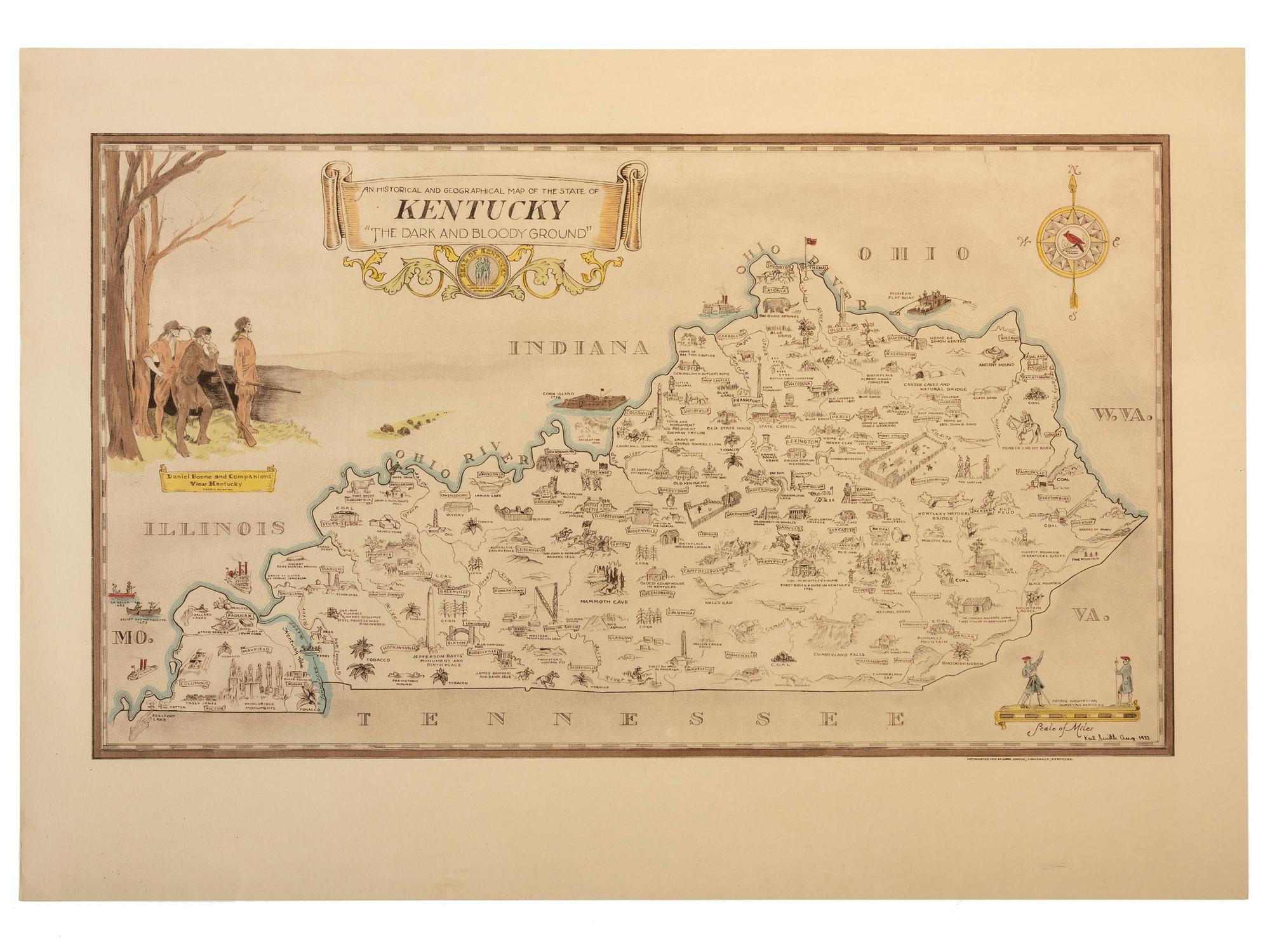 [KENTUCKY - MAPS]. SMITH, Karl. An Historical and Geographical Map of the State of Kentucky "The Dark and Bloody Ground."