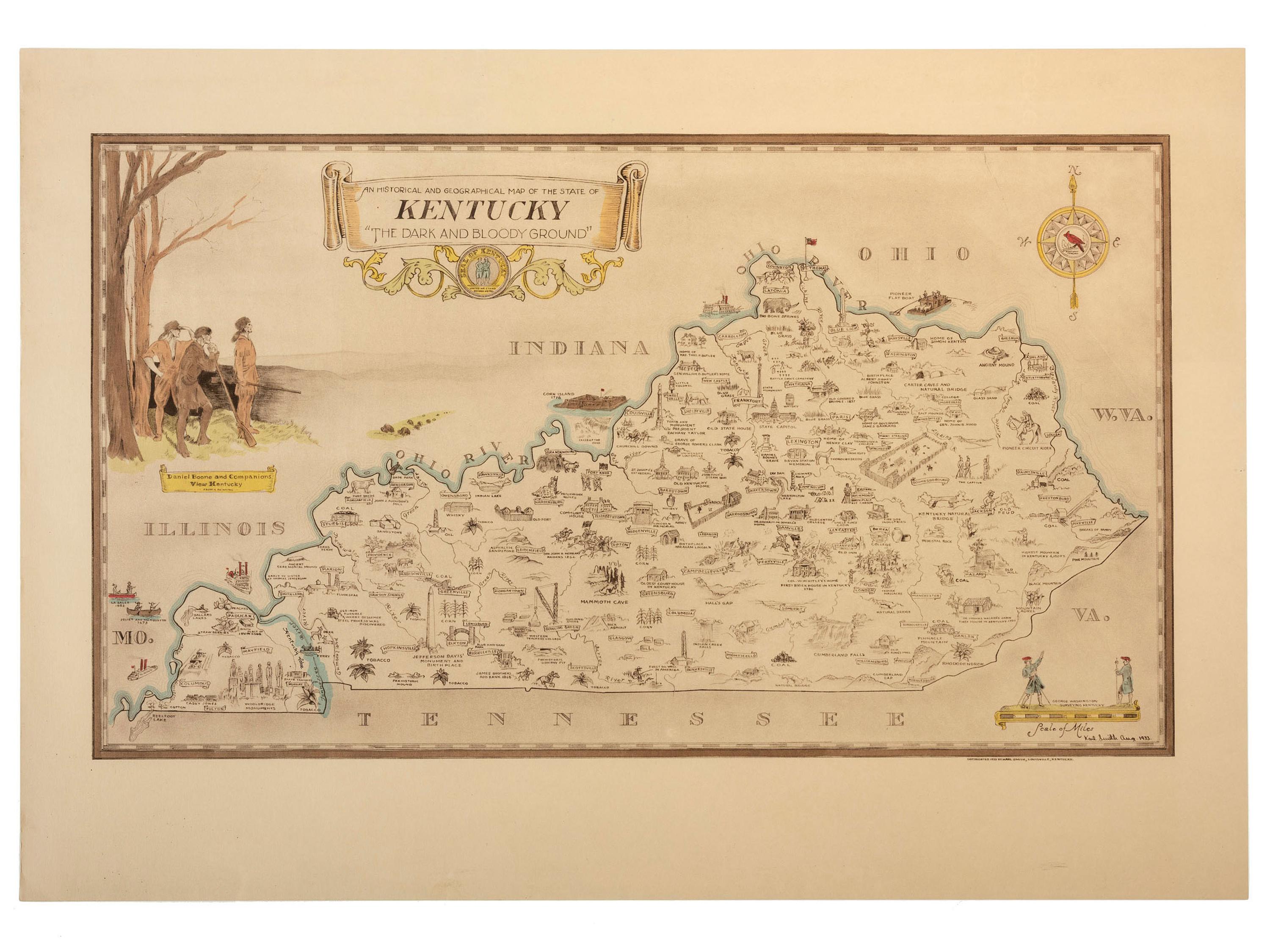 [KENTUCKY - MAPS]. SMITH, Karl. An Historical and Geographical Map of the State of Kentucky "The Dark and Bloody Ground."