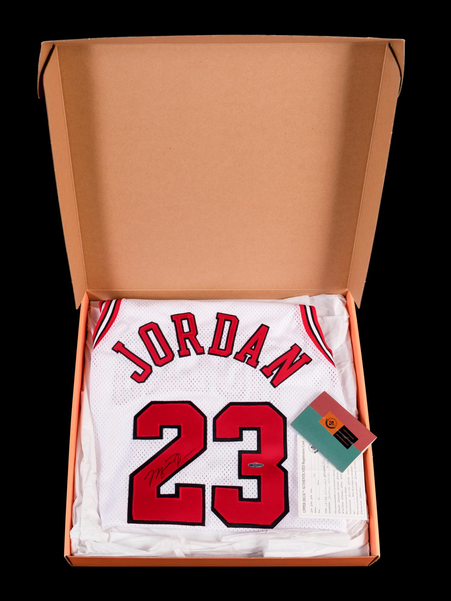 A Michael Jordan Chicago Bulls Signed Autograph Authentic Home 23 Nike Jersey (Upper Deck Authenticated)