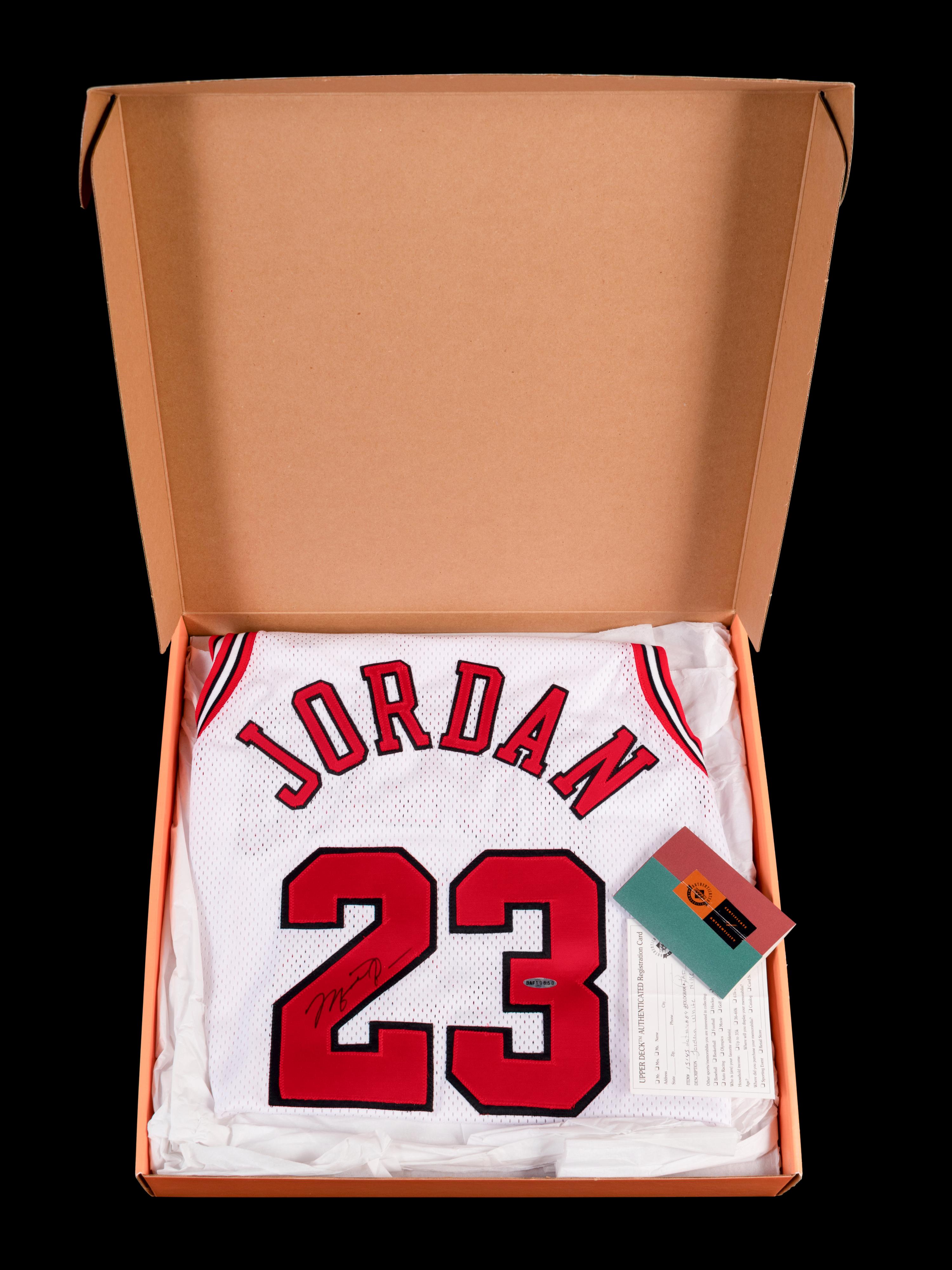 A Michael Jordan Chicago Bulls Signed Autograph Authentic Home 23 Nike Jersey (Upper Deck Authenticated)