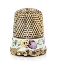 An American Silver-Gilt and Enamel Thimble, Ketcham & McDougall, New York, NY, Late 19th/Early 20th Century, the knurled top and body a