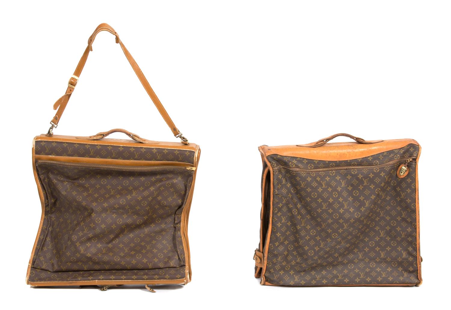 Two Louis Vuitton Garment Bags Largest height 21 x width 22 x depth 6 inches. — 20TH CENTURY