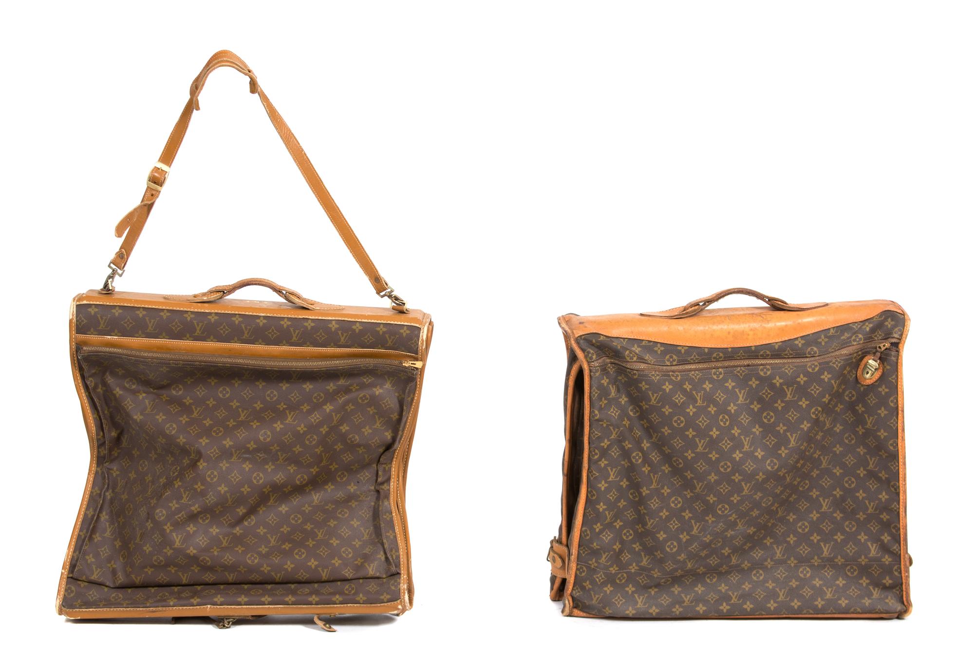Two Louis Vuitton Garment Bags Largest height 21 x width 22 x depth 6 inches. — 20TH CENTURY