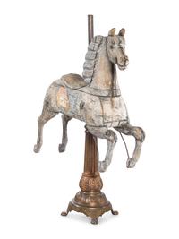 A Carved Pine Horse Form Carousel Figure