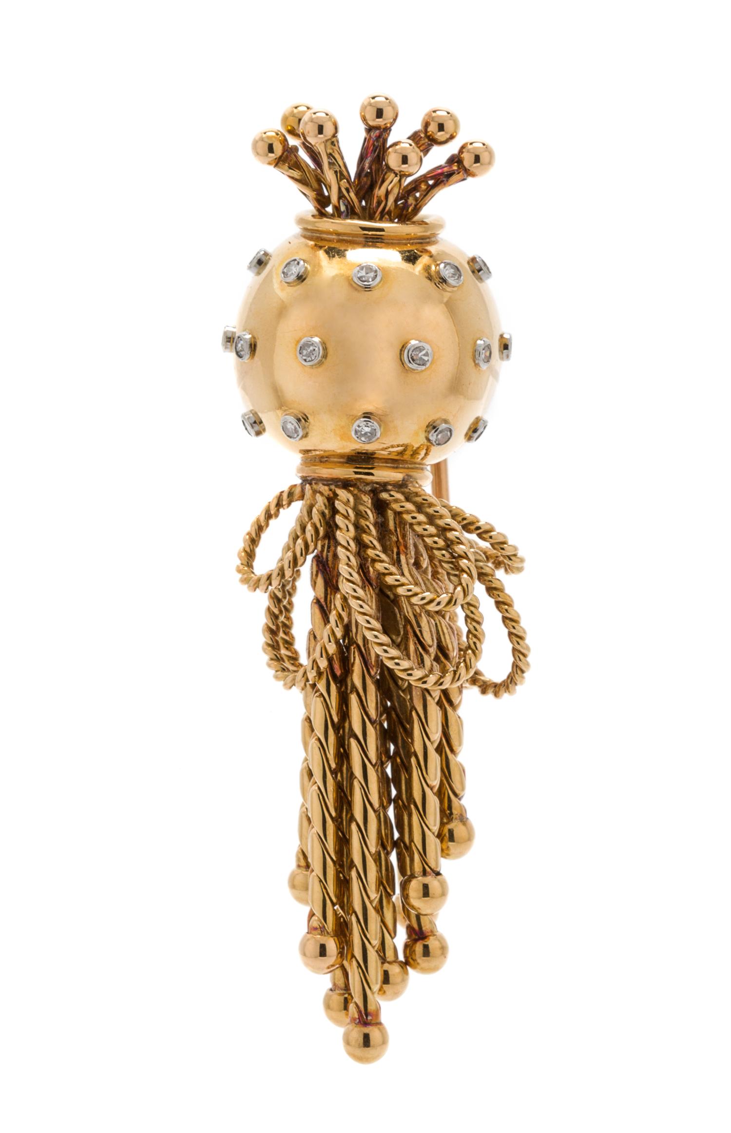 An 18 Karat Yellow Gold and Diamond Brooch, Marchak, 13.90 dwts.