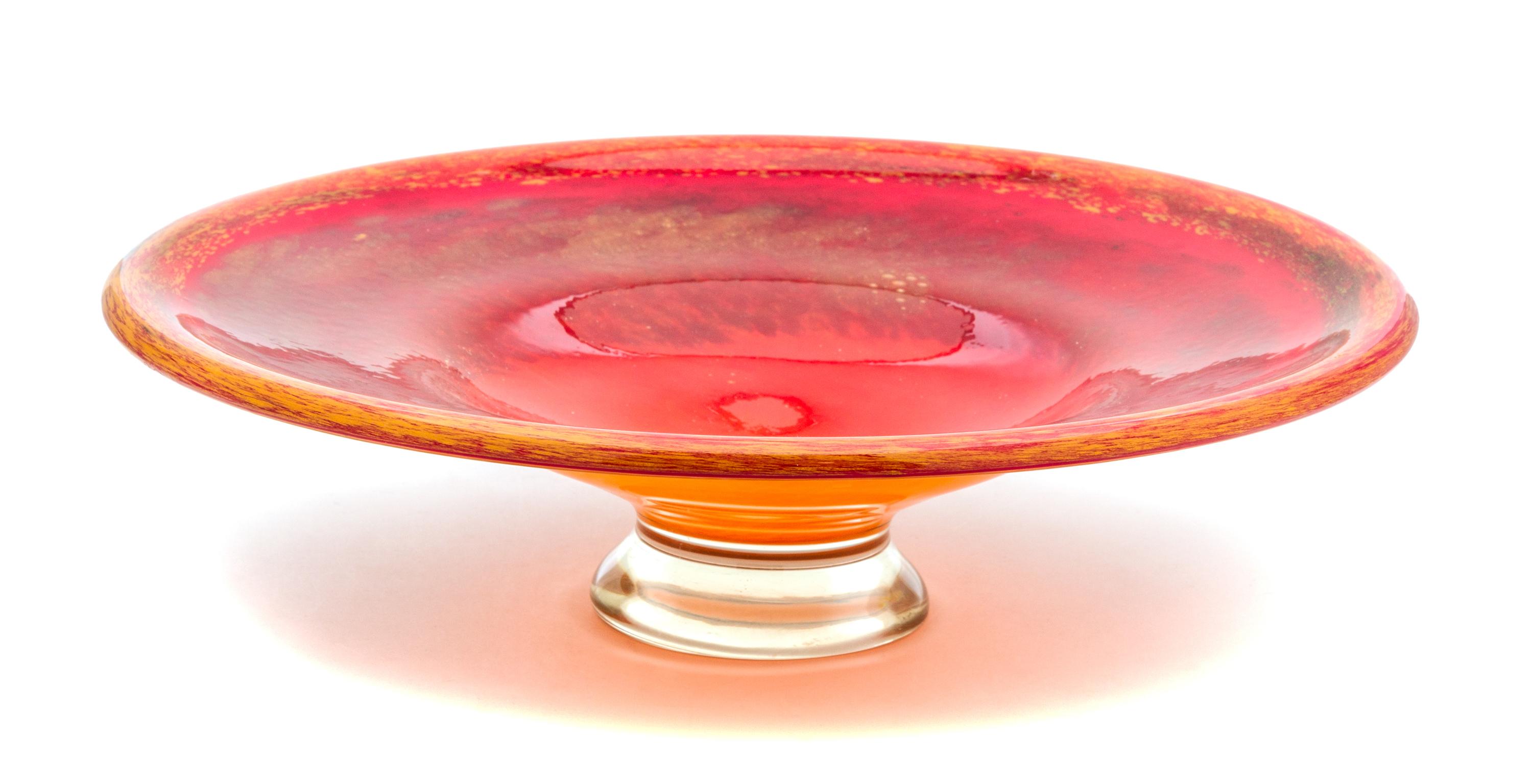 An American Studio Glass Compote Height 4 3/4 x diameter 16 1/2 inches
