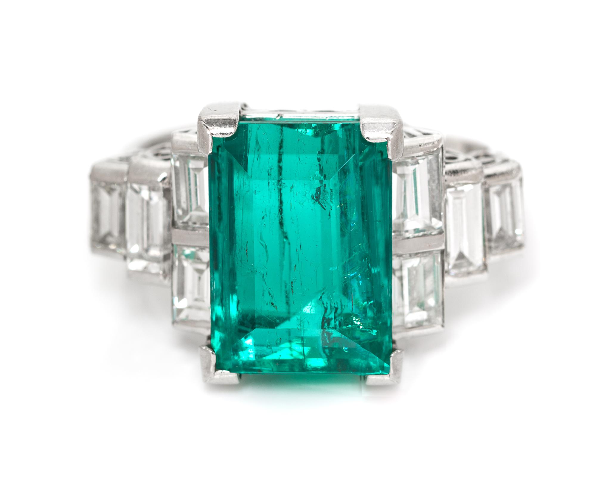 A Platinum, Emerald and Diamond Ring, 5.00 dwts.