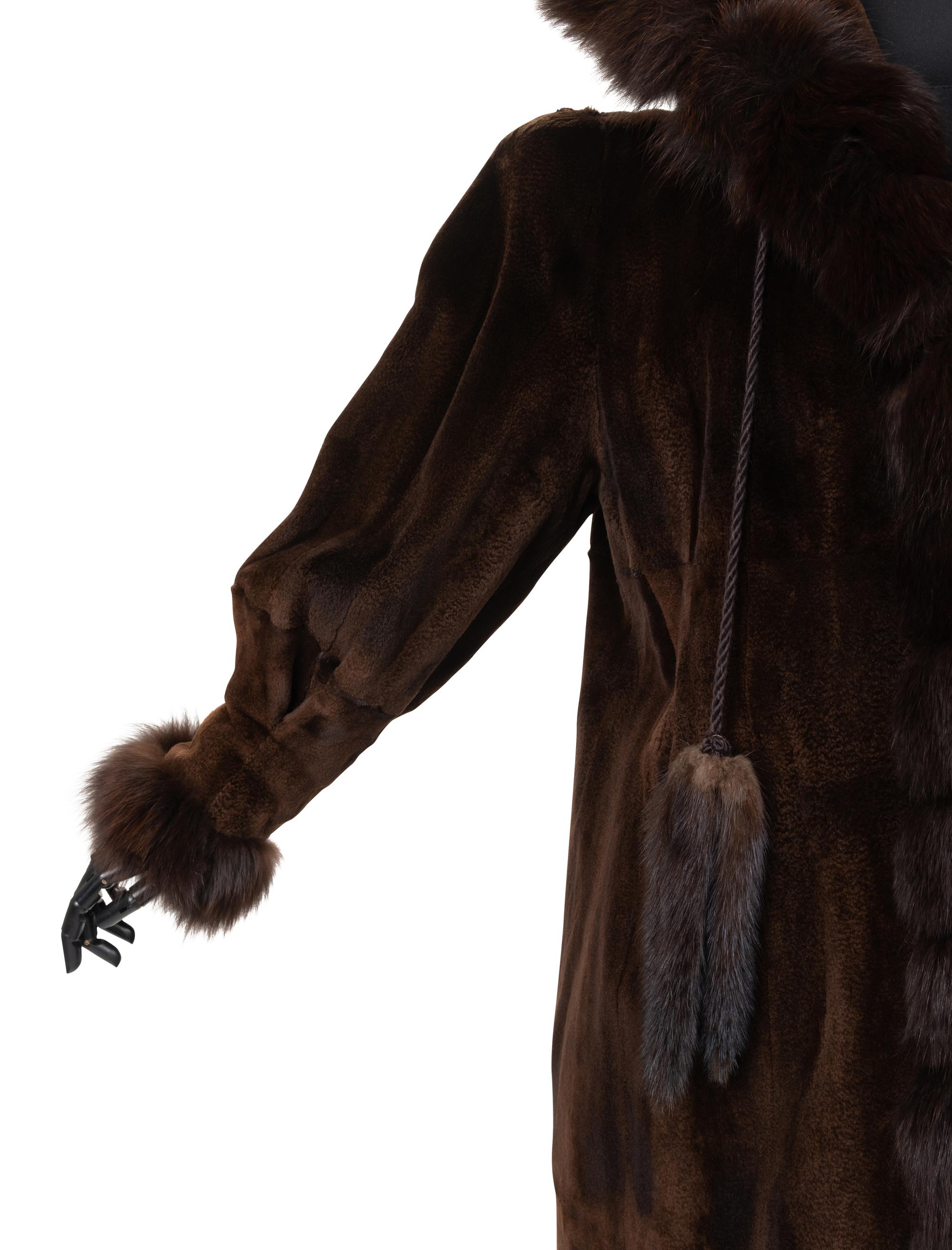 Unlabeled Sheared Mink Coat Trimmed with Fox, 1980-90s