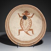 Ancestral Pueblo, Mimbres Classic Red-on-White Pottery Bowl, Horned Toad