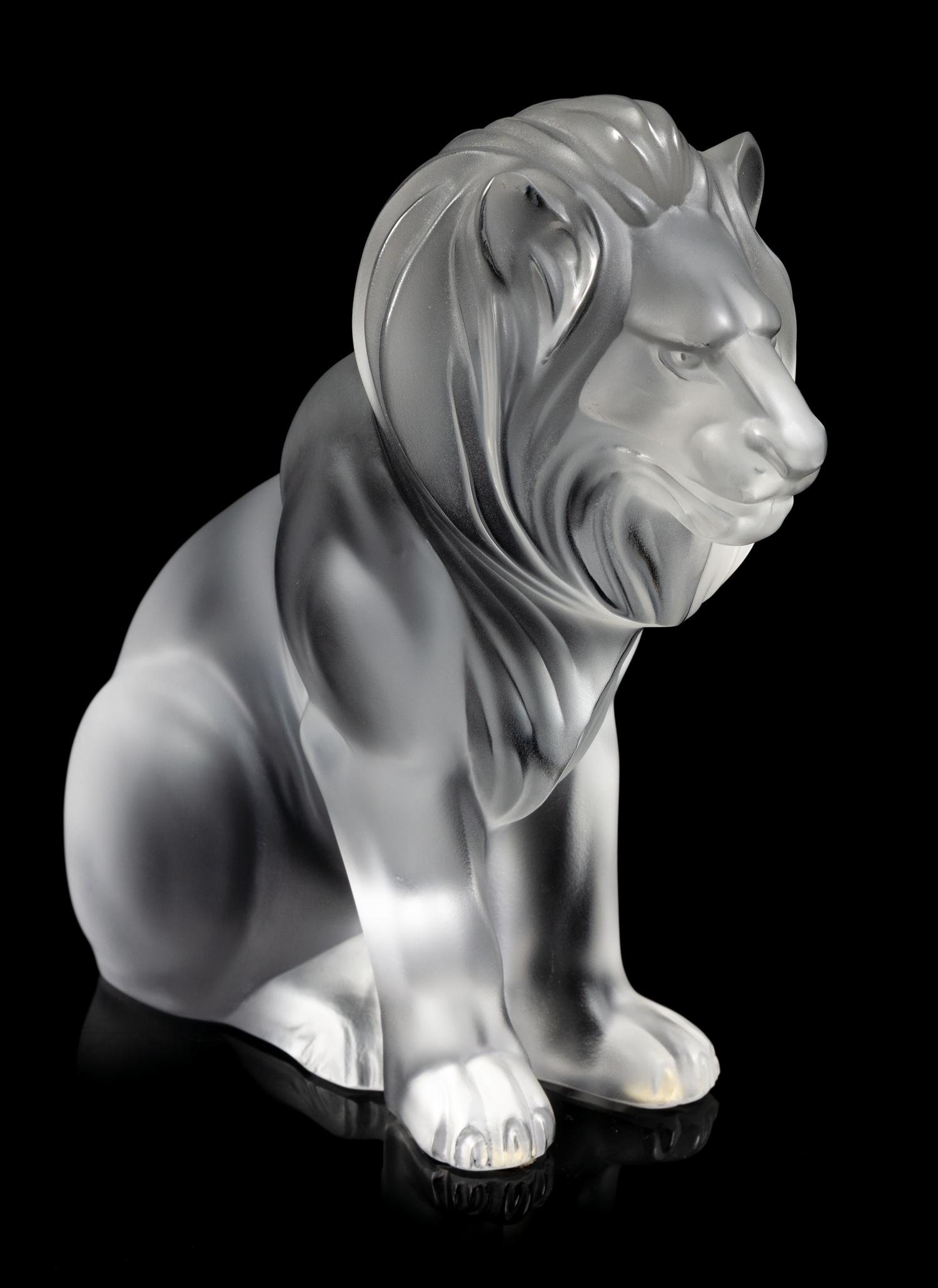 A Lalique Molded and Frosted Glass Lion