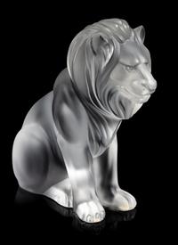 A Lalique Molded and Frosted Glass Lion