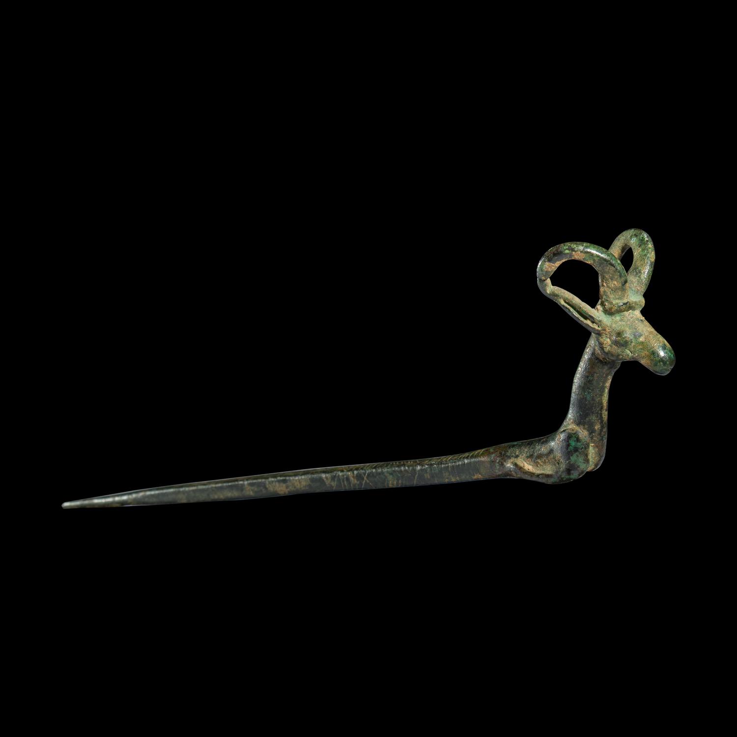 A Luristan Bronze Pin with Ibex Terminal