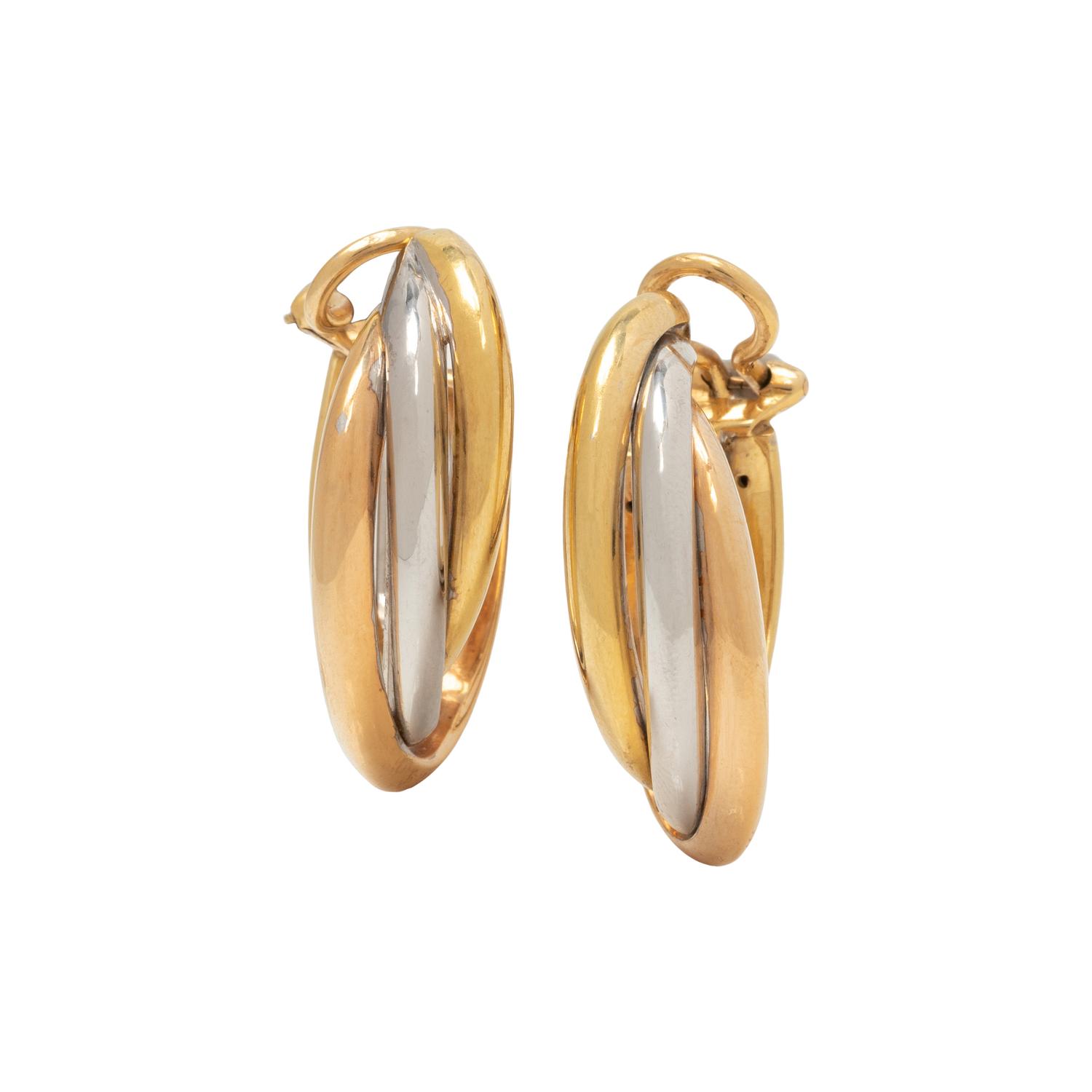 TRICOLOR GOLD HOOP EARCLIPS