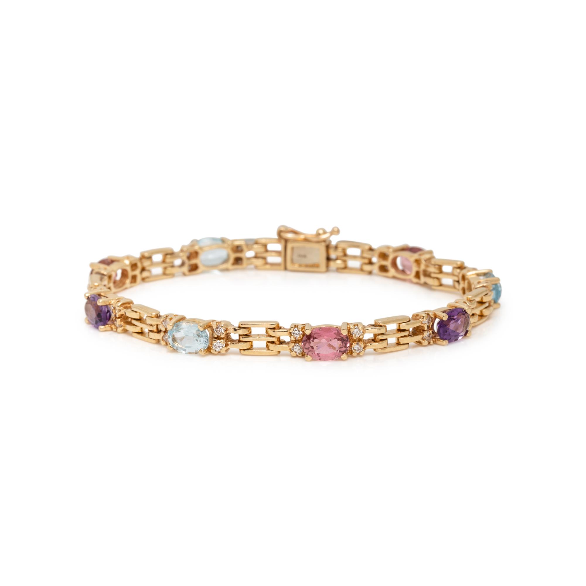YELLOW GOLD, DIAMOND, AND MULTIGEM BRACELET