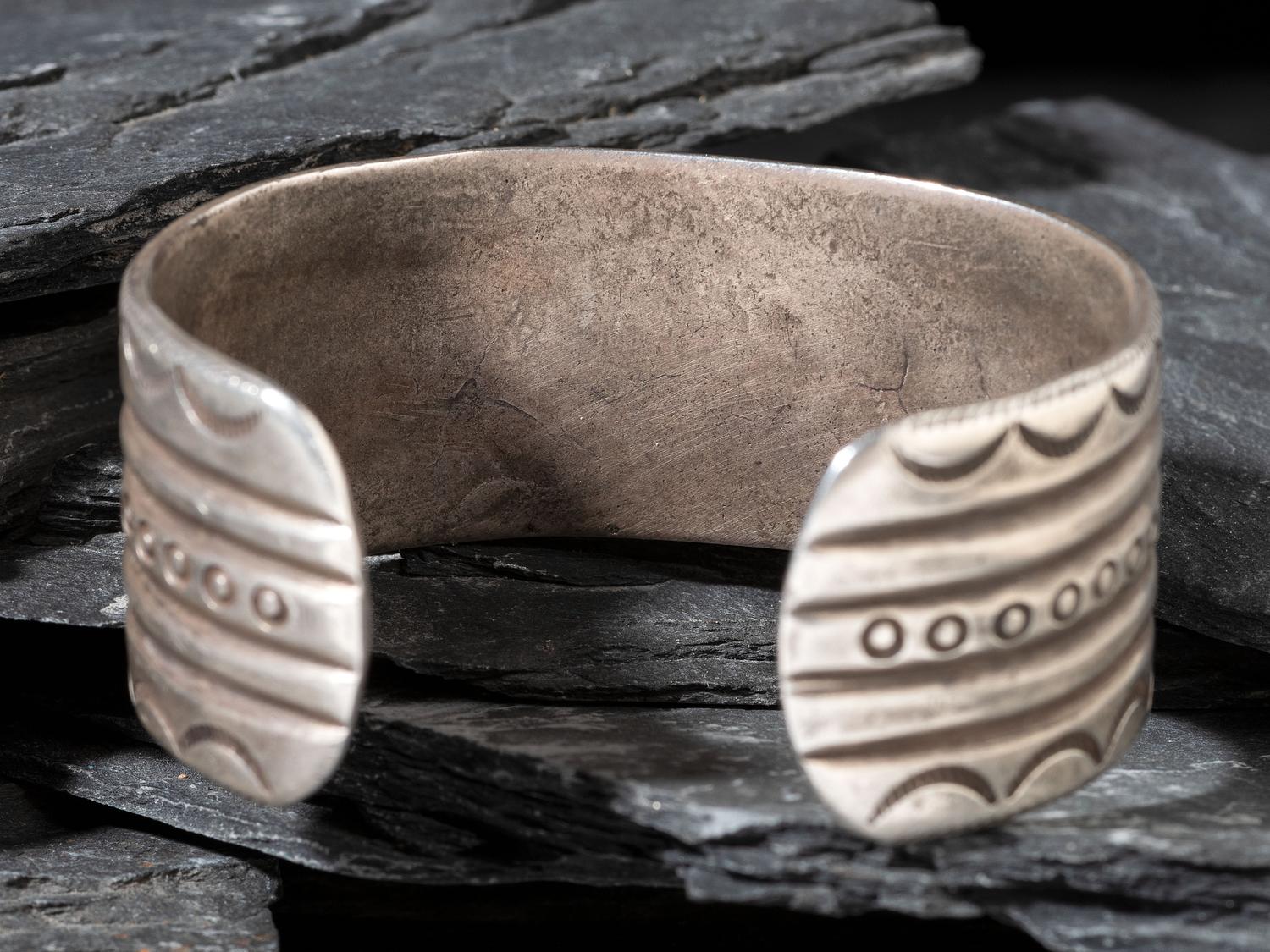 Navajo Ingot and Turquoise Cuff Bracelet