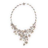 Multi Colored Sapphire, Diamond, and White Gold Necklace