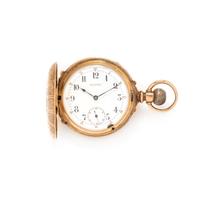 CALHOUN, 14K PINK GOLD HUNTER CASE POCKET WATCH
