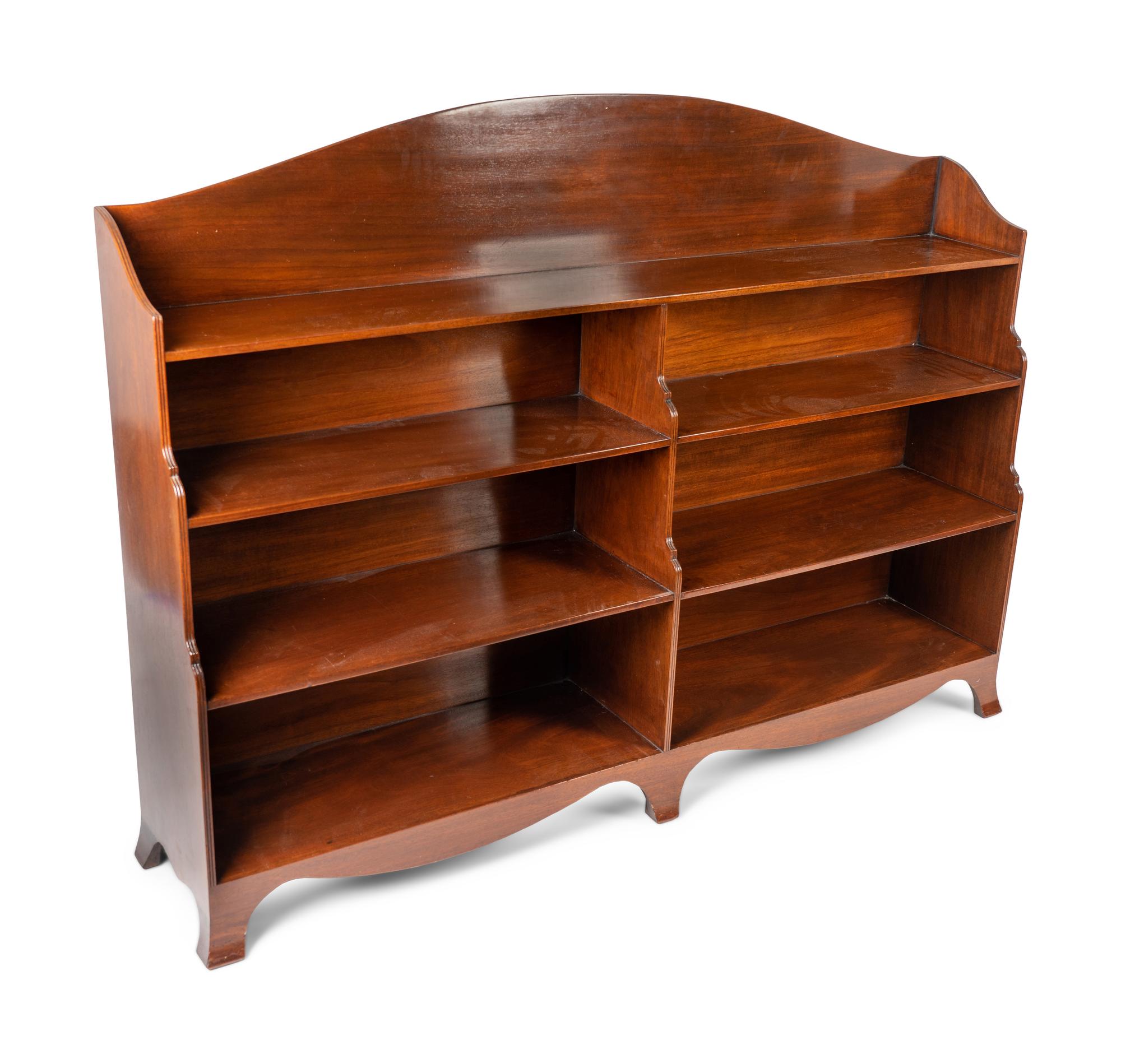 An Edwardian Mahogany Waterfall Front Double Bookcase — 20TH CENTURY