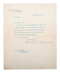 ROOSEVELT, Theodore (1858-1919). TLS. [With:] TAFT, William Howard (1857-1930). Signature.