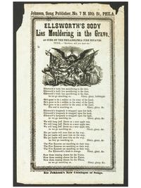 [CIVIL WAR]. A group of 2 items mourning the loss of Elmer Ellsworth, incl. gem-sized tintype memorial pin and illustrated broadside.