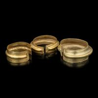 Three Chinese Gold Wrist Guard Bracelets, Southwest China, Yunan, Dian Kingdom 漢 古滇國金臂甲鐲一組三件