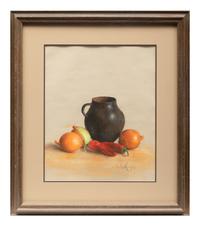 Still Life with Blackware, Peppers and Onions