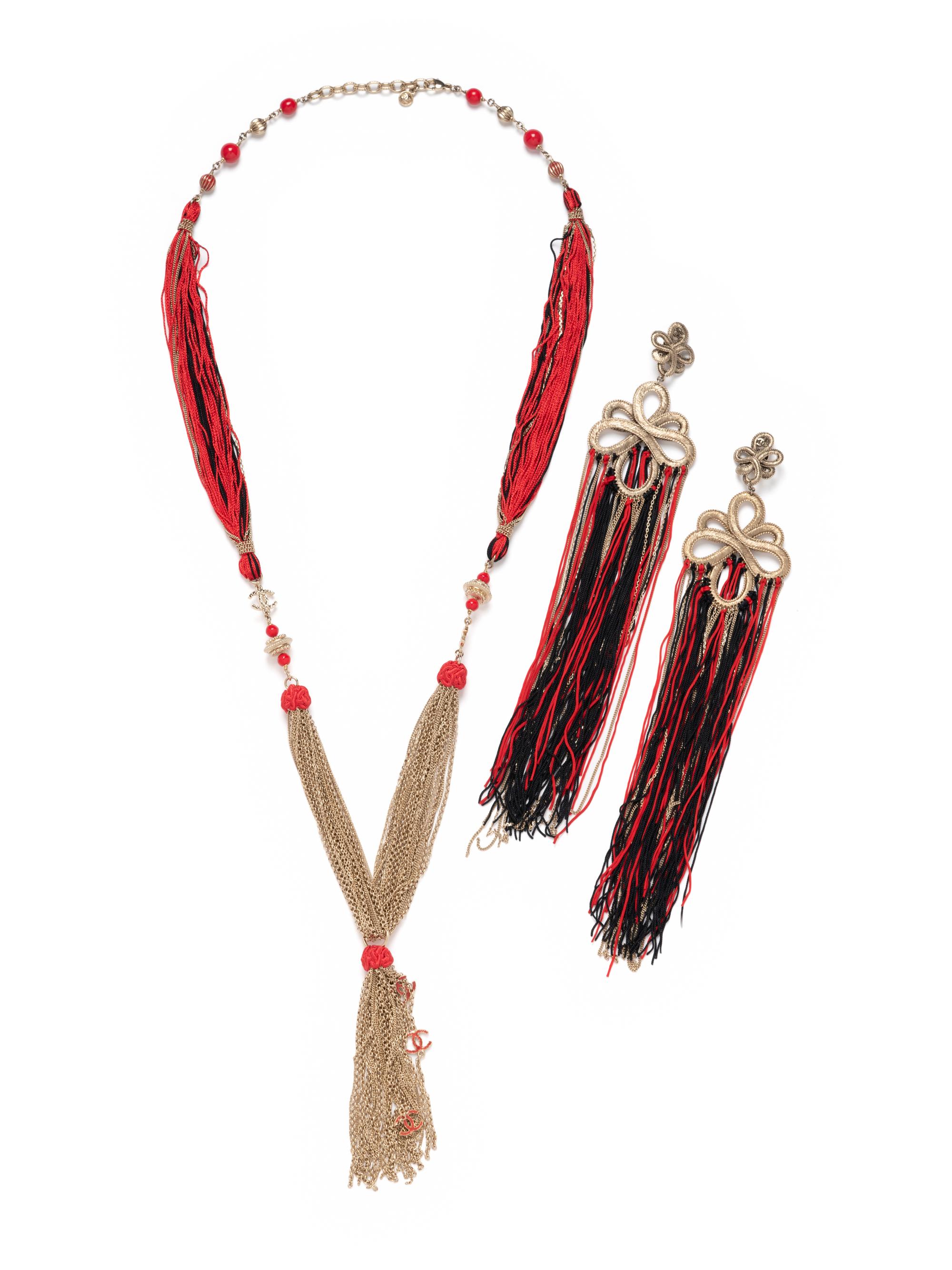 Chanel Fringe and Chain Necklace and Earrings, Fall 2010