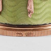 A Fabergé Jewelled, Guilloché Enamel and Two-Color Gold Pomade with the workmaster's mark of Mikhail Perchin, St. Petersburg, before 1899