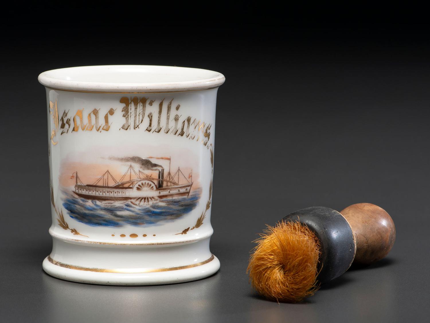 A Paddlewheel Boat Captain's Porcelain Occupational Shaving Mug