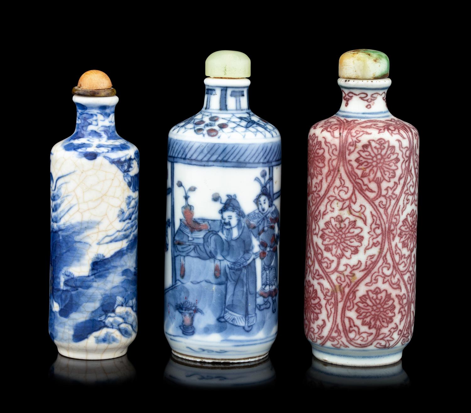 Three Chinese Porcelain Snuff Bottles
