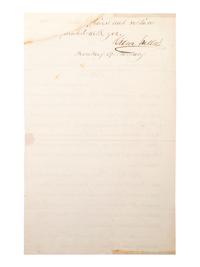 [CIVIL WAR - NAVY]. WELLES, Gideon (1802-1878). Letter signed ("Gideon Welles"), as Secretary of the US Navy, to Flag Officer A.H. Foote (1806-1863). [Washington, D.C.], 9 April 1862.