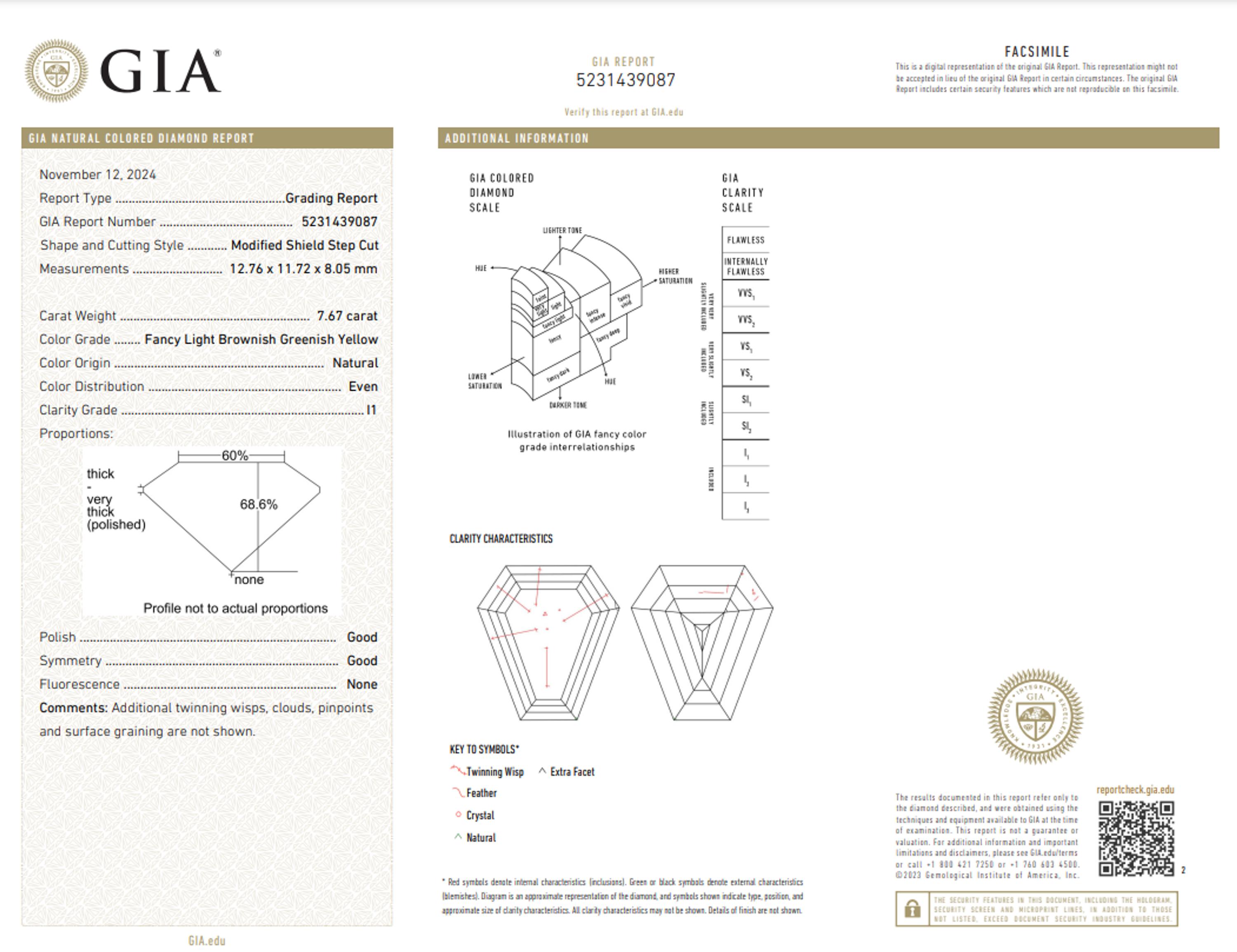 FANCY LIGHT BROWNISH GREENISH YELLOW DIAMOND AND DIAMOND NECKLACE