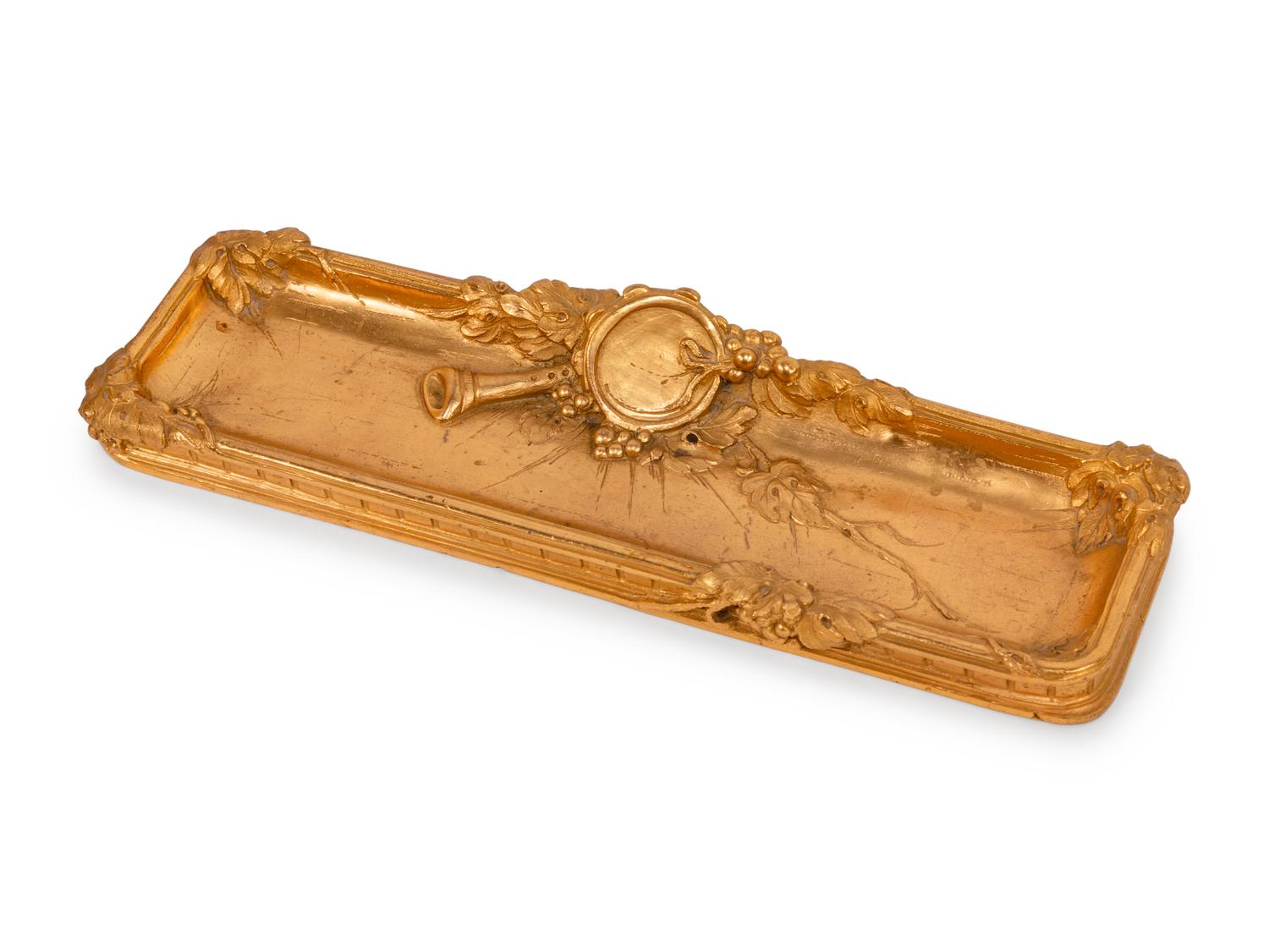 A French Gilt Bronze and Onyx Seven-Piece Desk Set by Albert Marionnet (French, 1852-1910)