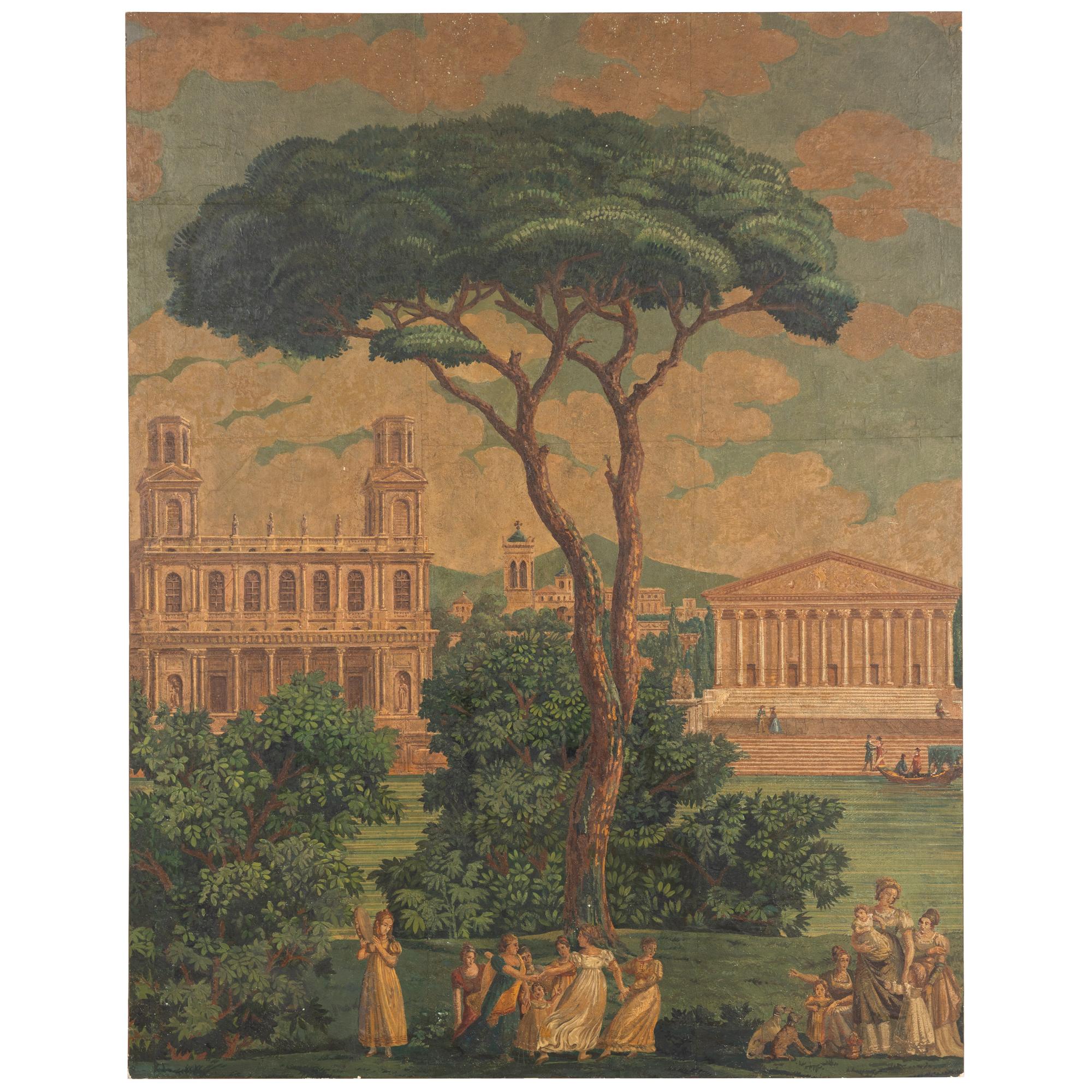 A French Scenic Wallpaper Panel