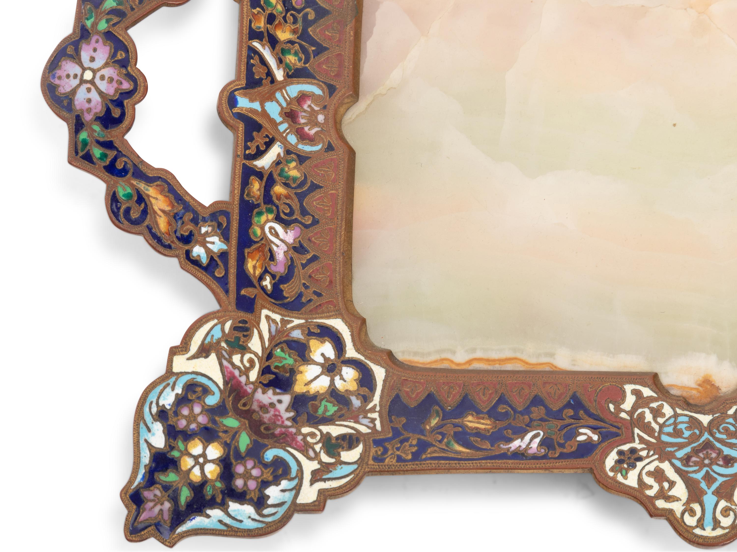 A French Gilt Bronze, Onyx and Champlevé Enamel Card Tray
