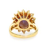 Black Opal, Diamond, and Yellow Gold Ring