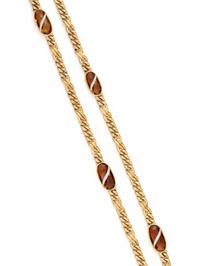 YELLOW GOLD, CITRINE AND DIAMOND LONGCHAIN NECKLACE