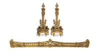 A Neoclassical Gilt Metal Fireplace Suite