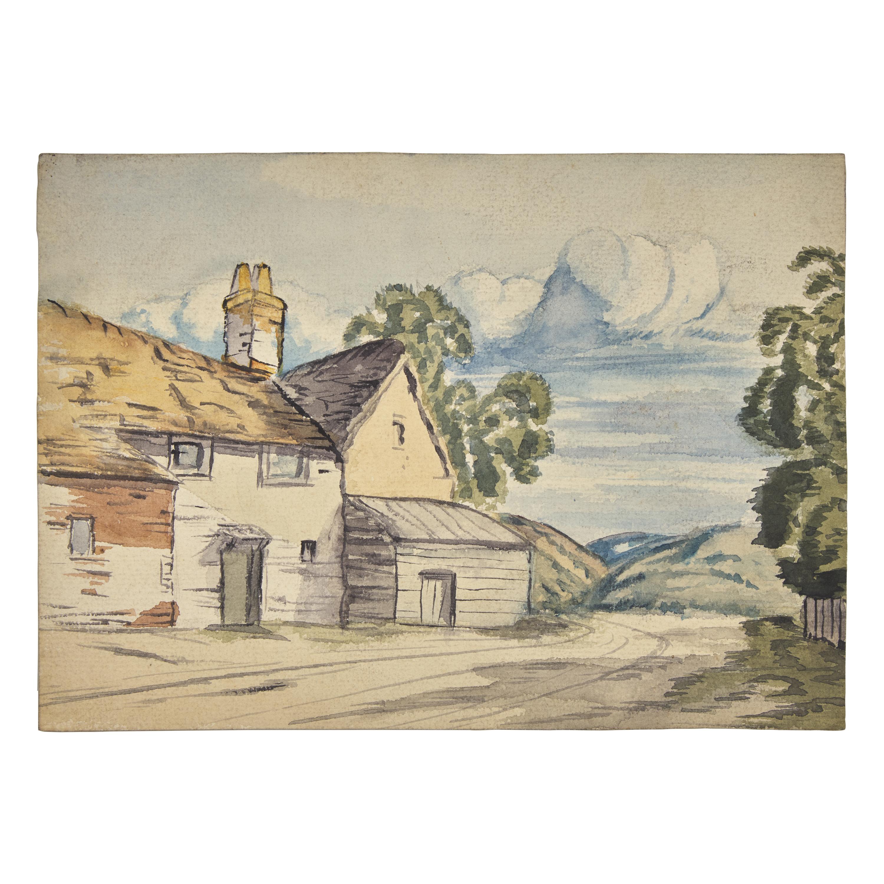 Attributed to Edward Willis Redfield (American, 1869–1965) — European Landscape with Cliffs ; together with Street Scene (American School, 20th C.)
