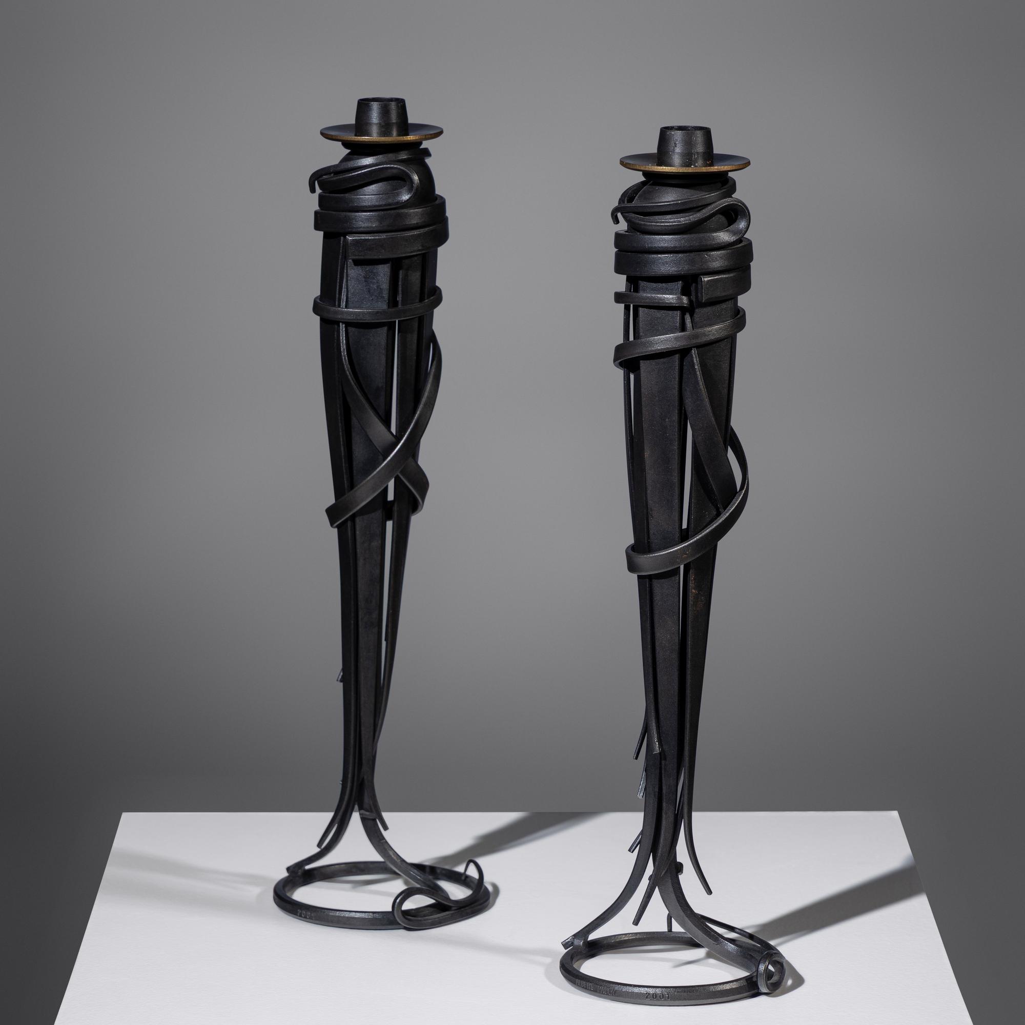 Pair of Comet candleholders, 2001