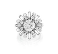 A Platinum, White Gold and Diamond Ring, French, 7.80 dwts.